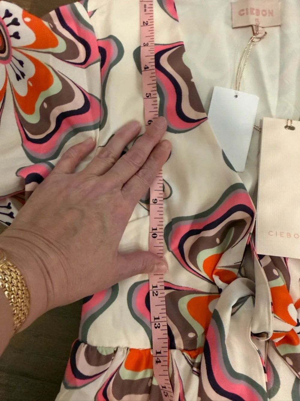 Ciebon Cream Floral Maxi Dress with Orange & Pink Accents - Picture 6 of 14